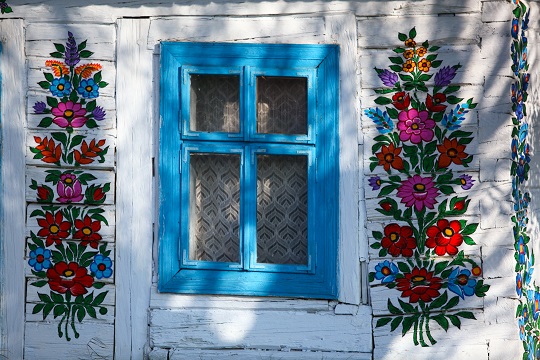 A colorful window in Zalipie