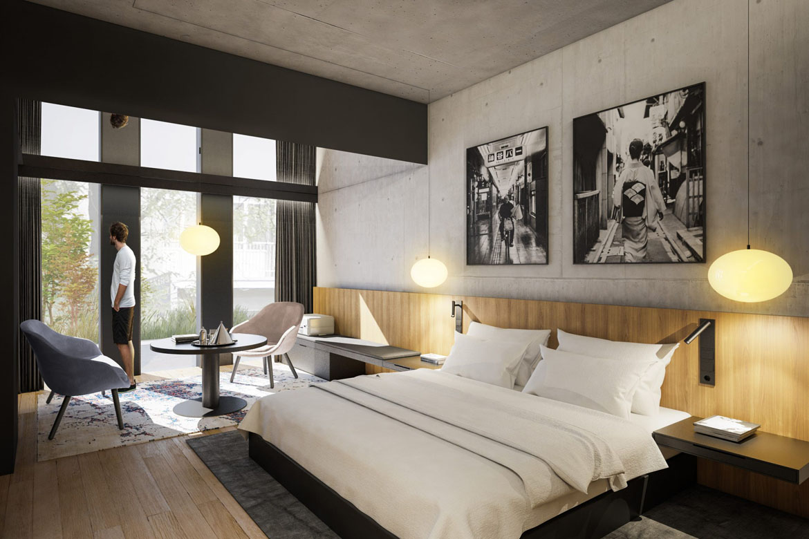 Chambre dans l'hôtel NOBU à Varsovie