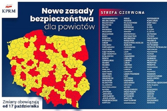 Restrictions sanitaires renforcées en Pologne à partir du 17 octobre